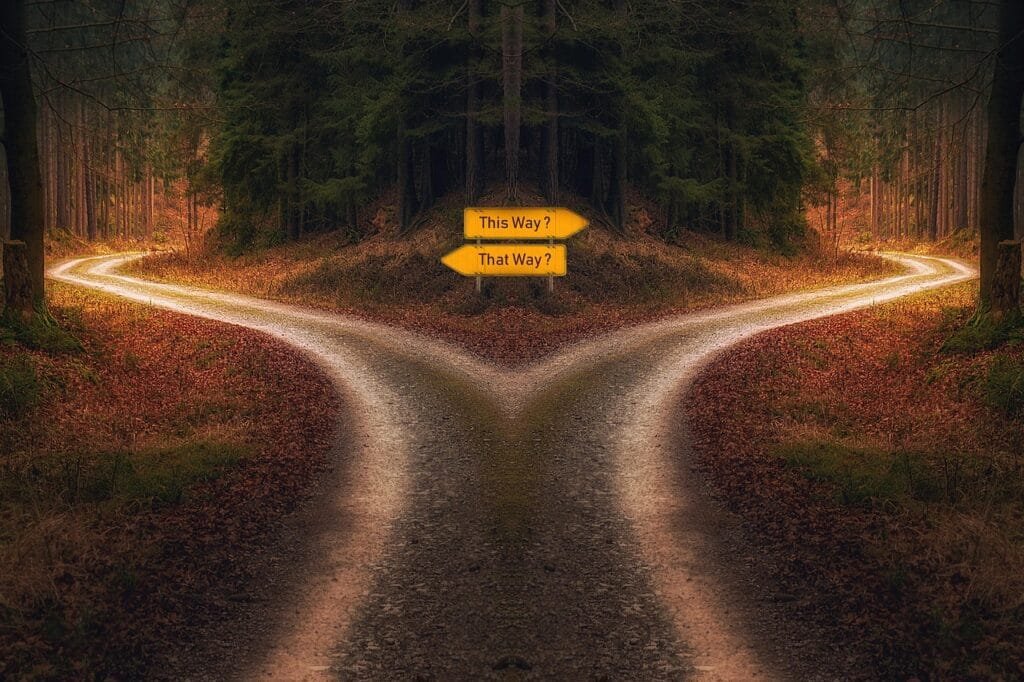 new year, decision, path, signpost, crossing, chance, choice, direction, selection, challenge, solution, alternative, future, strategy, decide, opportunity